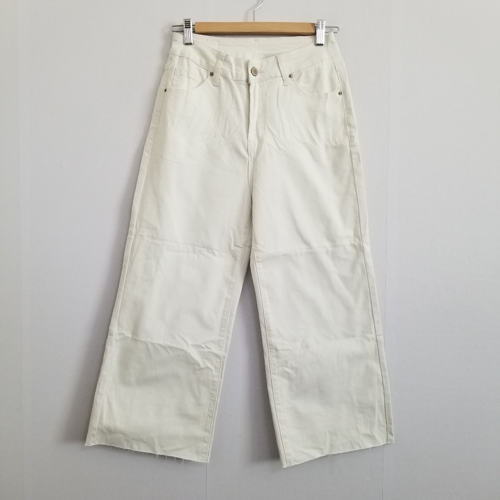 NWOT SideFeel White High Rise Wide-Leg Cream Cropped Jeans Size 6